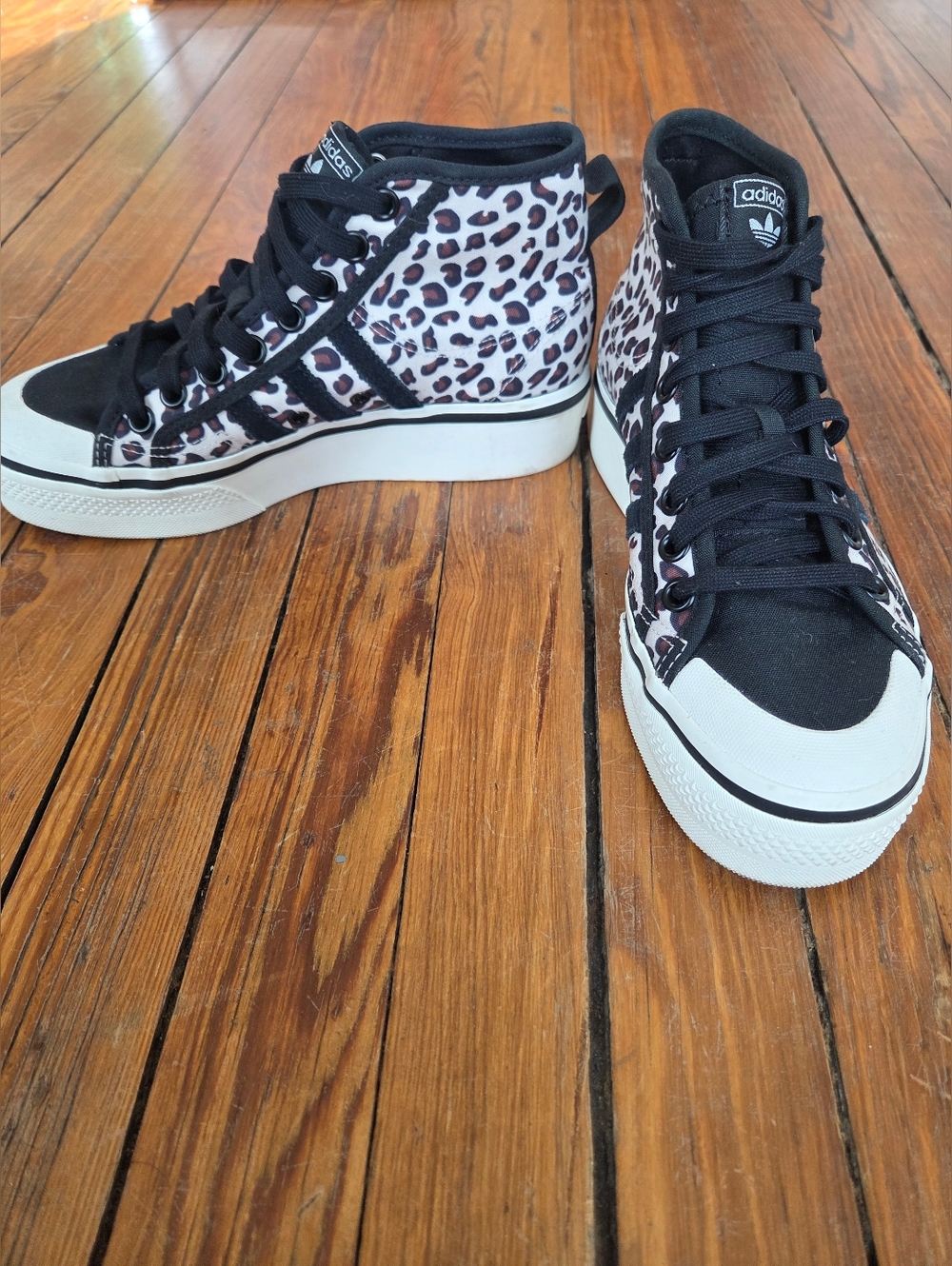 Adidas Women's Nizza Platform Mid High Top Leopard Sneakers Size 7